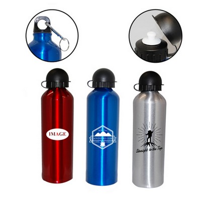 Aluminum Water Bottle with Lid secured with carabiner