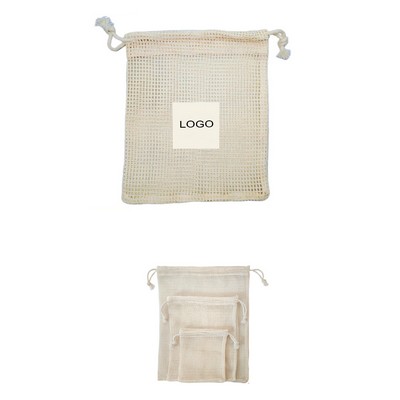 Reusable Cotton Mesh Bag 13.8" L x 17.7" W