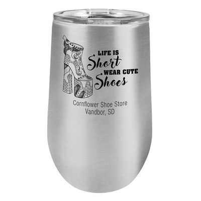 Stainless Steel Polar Camel™ 16 oz Stemless Wine Tumbler with a Clear Lid