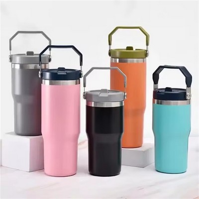 20 Oz Stainless Steel Vacuum Insulated Shaped Tumbler With Built In Handle
