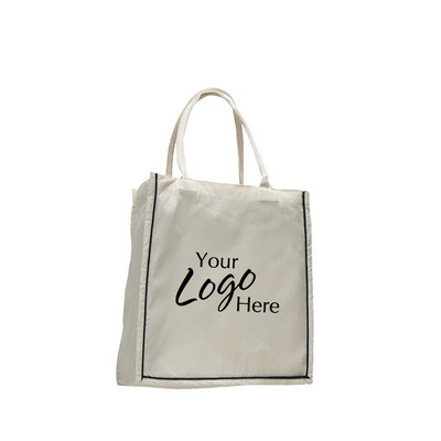 Natural Fancy Shopper Bag w/6" Gusset (15"x16"x6")