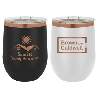 Polar Camel 12 Oz. ION-Plated Rose Gold Stemless Wine Tumbler