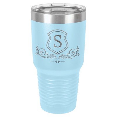 Polar Camel 30 oz. Light Blue Vacuum Insulated Ringneck Tumbler with Clear Lid