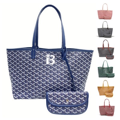 Large Capacity Linen Canvas Beach Bag w/ Wallet