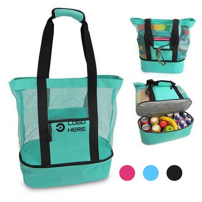 2" 1 Multifunction Mesh Beach Bag With Cooler