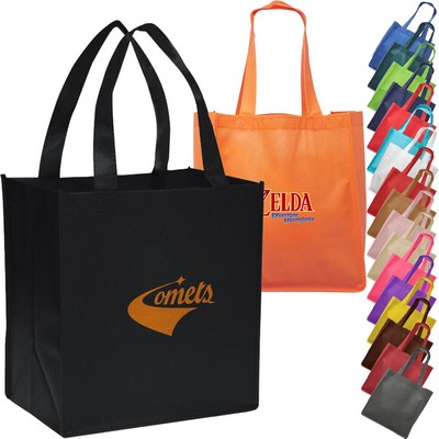 Discount Grocery Non Woven Tote Bag W/ Gusset USA Decorated (12" X 12.75" X 8")