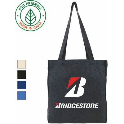 10 oz Canvas Book Tote Bag | Reusable Gusseted Everyday Grocery Black (13x14x4)