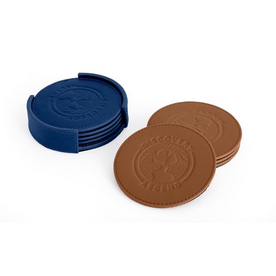 Saver Leather Coaster Set w/ Holder