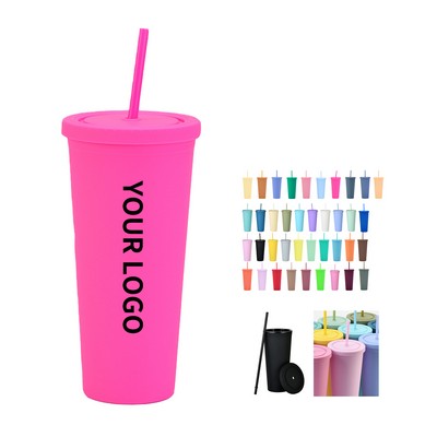 24 oz Studded Double-Wall Tumbler with Straw