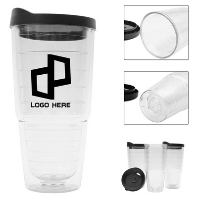 24Oz Double Wall Solid Clear Orbit Acrylic Tumbler
