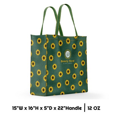 Sublimation 12 oz Poly Canvas Tote Bag - 15"W x 16"H x 5"D x