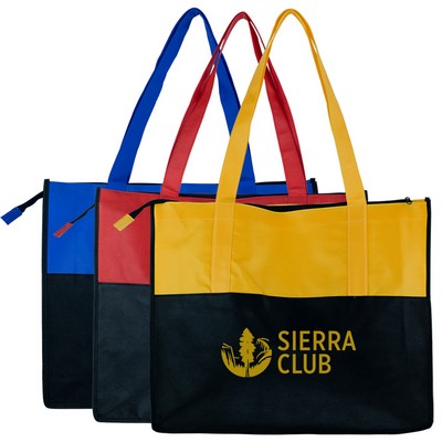 Barcelona Two-Toned Zippered Tote Bag