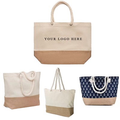 12 Oz. Canvas Tote Bag Cotton Rope Handles