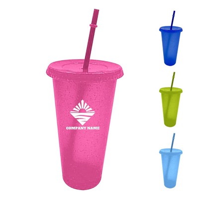 24oz Plastic Tumbler with Straw