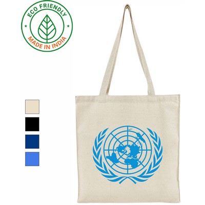 10 oz Canvas Book Tote Bag | Reusable Gusseted Everyday Grocery Natural (14x15x5)