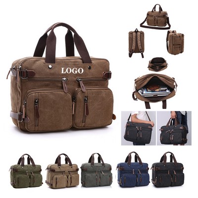 3-in-1 Convertible Canvas Messenger Bag