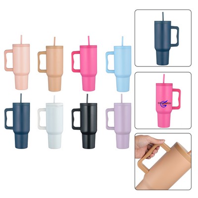 40 oz. Tumbler with Handle and Straw Lid