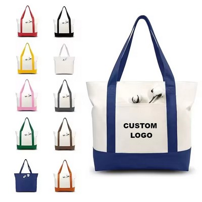 Zephyr 12oz.Cotton Canvas Zipper Boat Tote